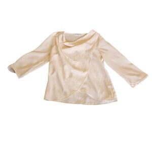 Amanda Uprichard Ivory Asymmetrical Draped Blouse Petite Small (Estimated)